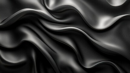 Fototapeta premium Abstract Black Fabric Texture with Smooth, Wavy Patterns