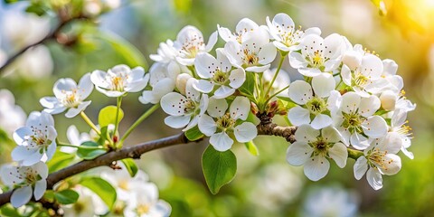 Beautiful white blossoms on a pear tree branch , spring, bloom, flowers, nature, garden, delicate, petals, tree, seasonal
