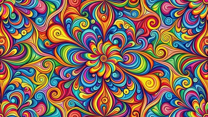 Fototapeta premium Abstract psychedelic retro pattern with vibrant colors and swirling shapes, psychedelic, abstract,retro, pattern, vibrant