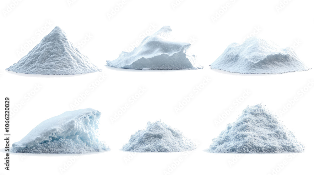 Aufkleber various snow drifts and piles arranged on a transparent background generative ai