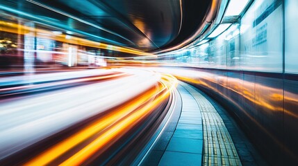 Fototapeta premium High-Speed Moving Lines with Motion Blur, Technology, Light, Cinematic Lighting, UHD Detail