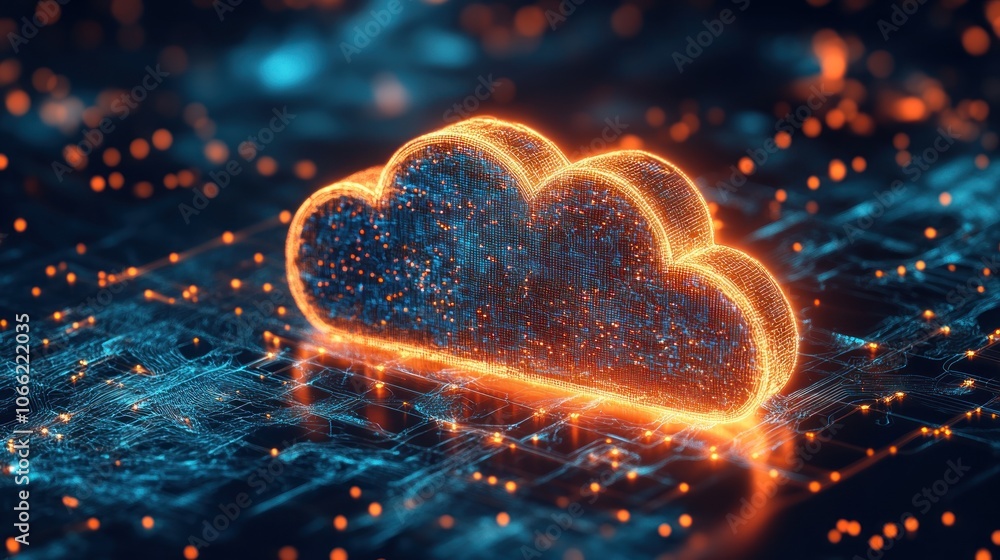 Aufkleber glowing cloud symbol on abstract circuit board background