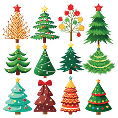 vector a set-of realistic christmas tree design