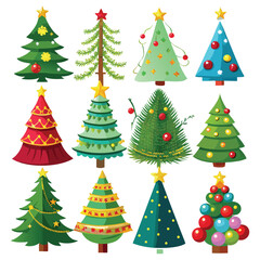 vector a set-of realistic christmas tree design