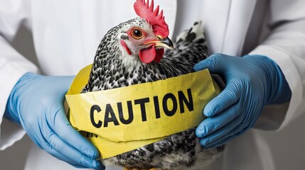 Avian Influenza Precaution: Poultry Biosecurity Measures with Caution Labeling	