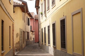 narrow street in the old town of Seregno. Italy 