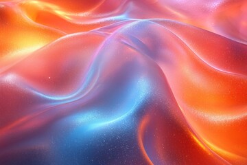 Obraz premium Abstract Wavy Surface with Glittering Orange and Blue Hues