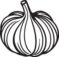 Obraz premium line art drawing of garlic silhouette vector art illustration
