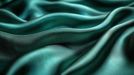 Obraz premium Teal Fabric with Smooth, Wavy Texture