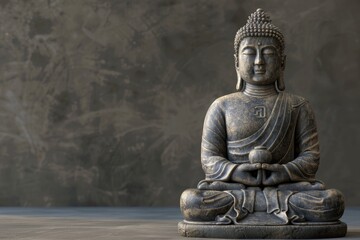 Buddha statue in meditation with black space.