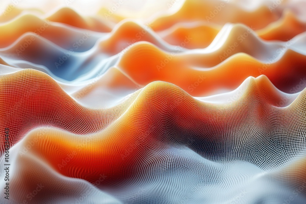 Poster abstract orange and blue wavy grid pattern