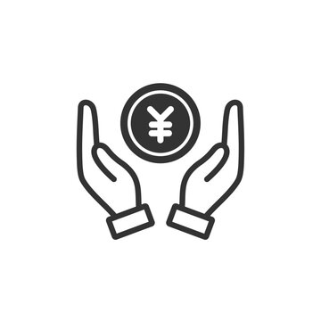 recommend clip art: 手のひらで包んだお金のベクターアイコン(線画・白黒)