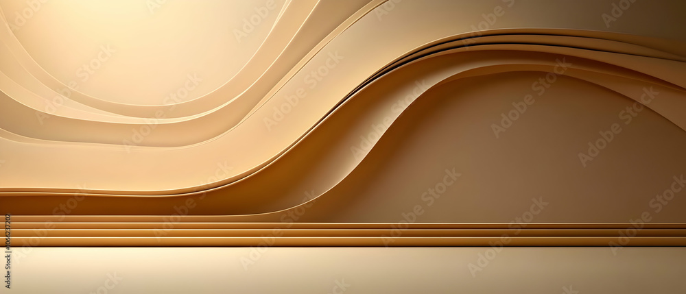 Poster abstract wave patterns in soft beige tones, perfect for backgrounds or design elements, minimalistic