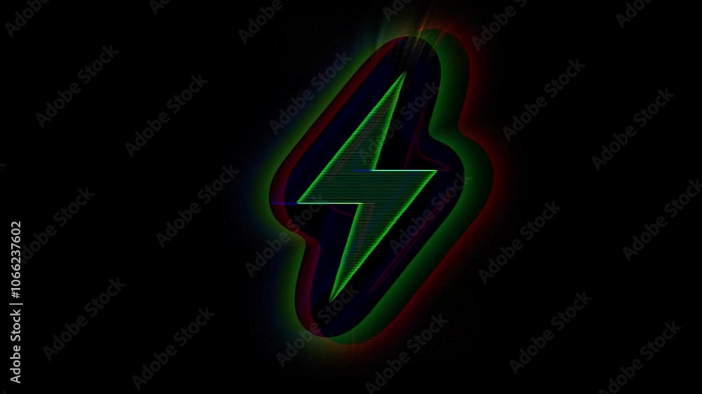 Poster lightning bolt symbol animation with glitches and distortion effects