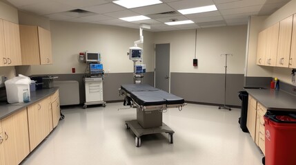 Modern Medical Exam Room with Equipment and Clean Design