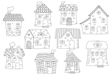 Set of houses for coloring.