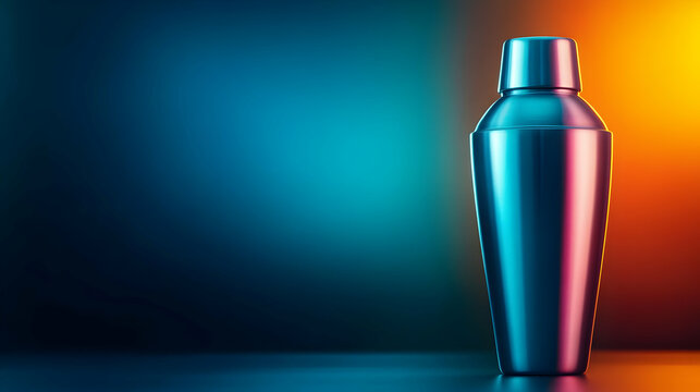 Stylish cocktail shaker on a gradient background, perfect for bartending and mixology themes.