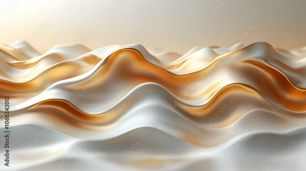 Poster abstract waves with a golden hue, creating a soft and flowing visual effect, ideal for various creat