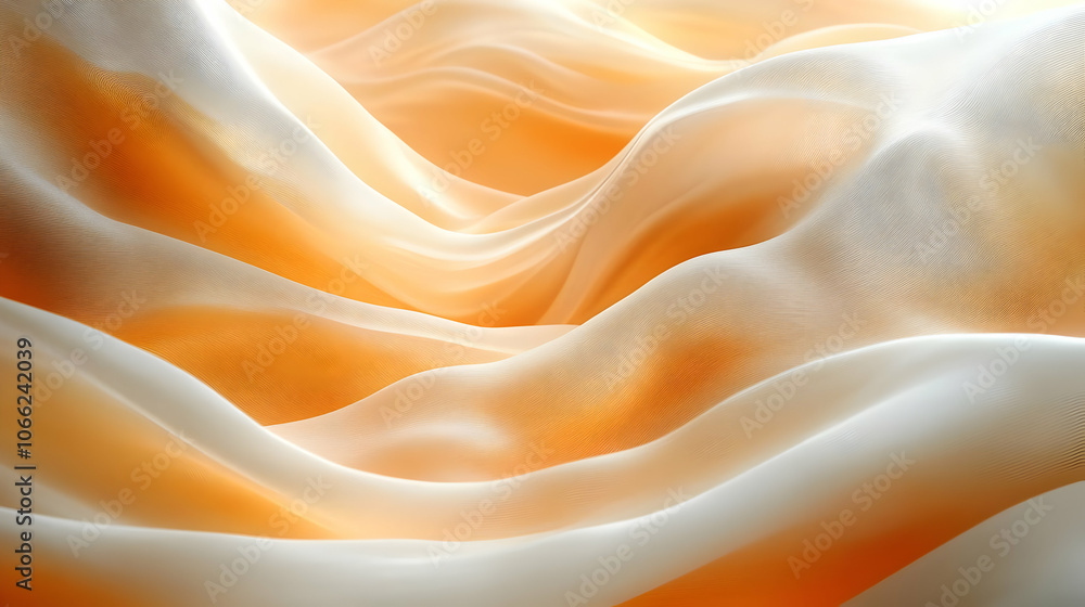 Poster abstract waves of soft orange and cream colors creating a soothing, flowing texture.