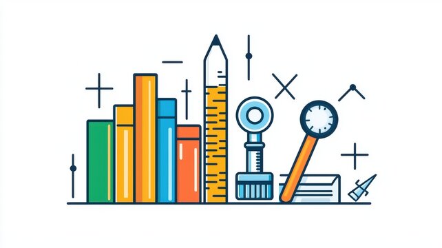colorful school supplies flat design on white clip art preview