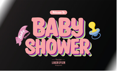 Baby shower text effect on black background