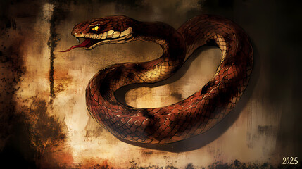 Fototapeta premium Anime Manga Illustration for Chinese New Year of the Wood Snake