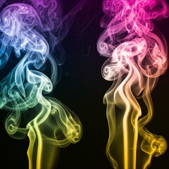 Obraz premium abstract colorful smoke swirls on black background for graphic design and art projects