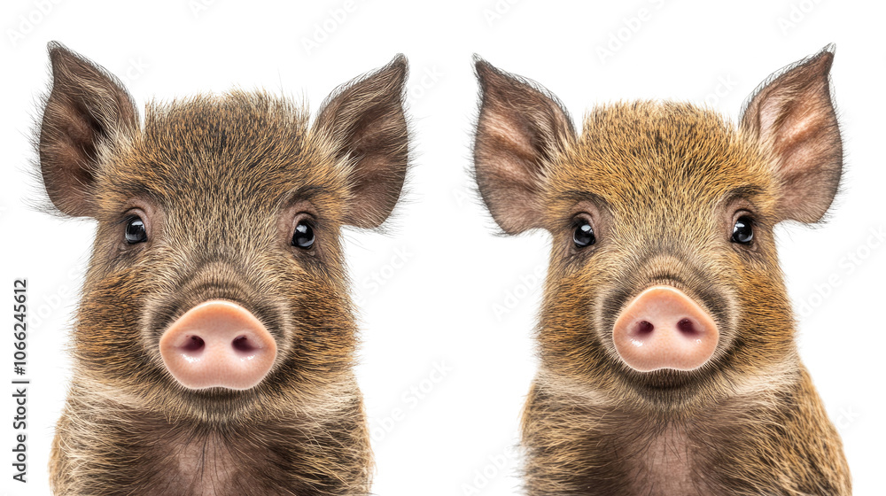 Poster wild boar face shots showcasing unique features and expressions generative ai