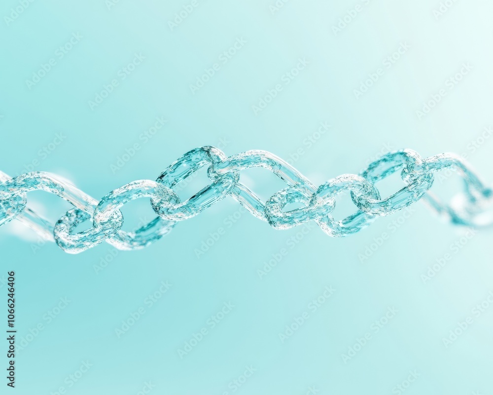 Poster high-tech blockchain chain network in blue and green tones