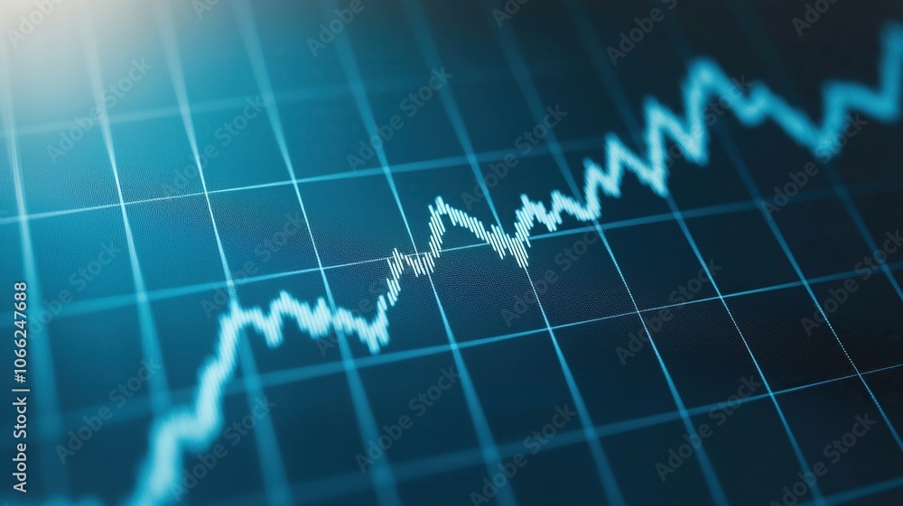 Poster simple graph chart in blue tones showing subtle growth trends over time, ideal for presentations and