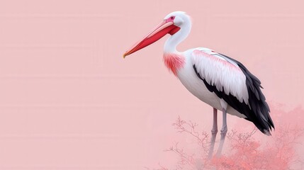 Obraz premium Pink Pelican Bird on a Pink Background