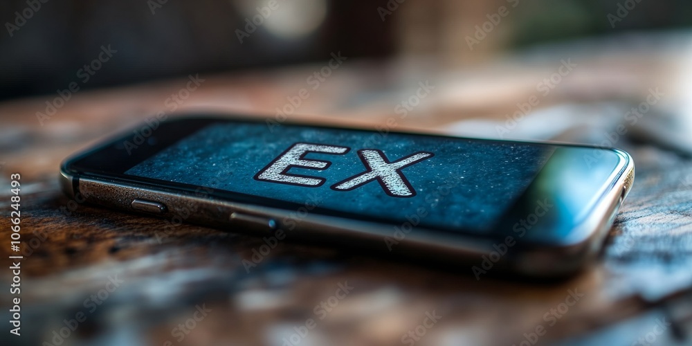 Leinwandbilder text your ex day smartphone screen with heartfelt message on rustic table