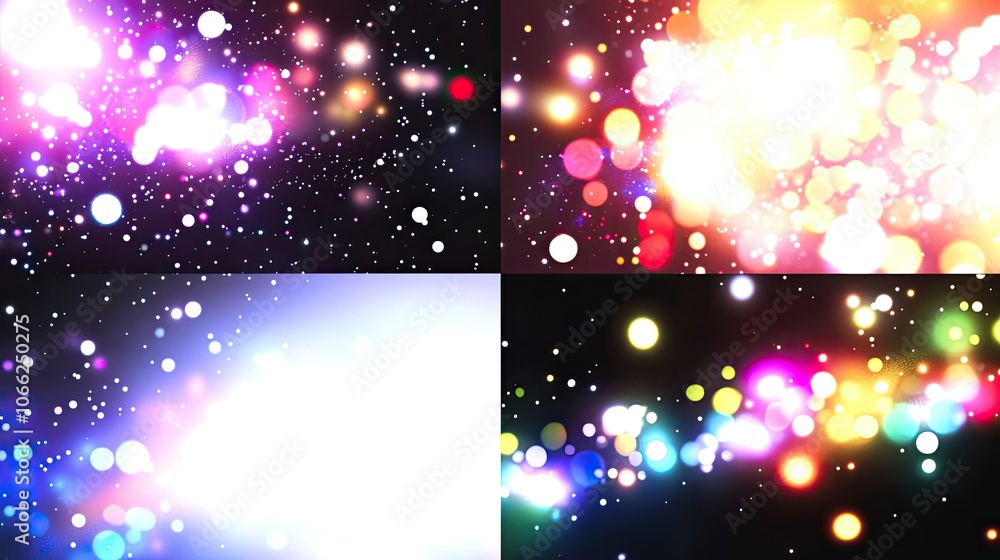 Poster vibrant multicolor bokeh lights creating an abstract night sky effect generative ai