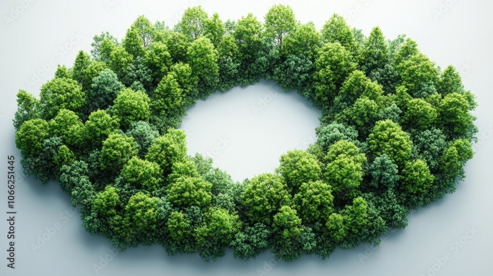 Aufkleber a large circle of trees is shown in a forest. generative ai
