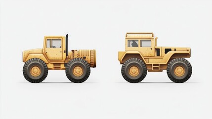 Fototapeta premium Two Yellow Off-Road Vehicles Side by Side With Rugged Designs Generative AI