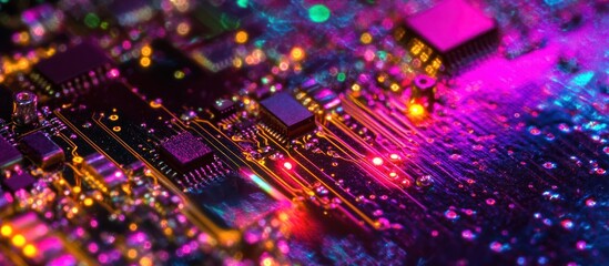 Fototapeta premium Closeup of a Circuit Board with Vibrant Colors