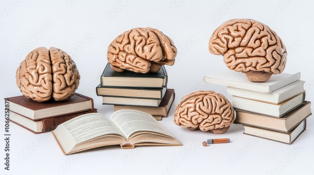 Poster exploring science through brains and books creatively generative ai