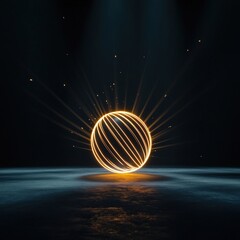 Abstract sphere with expanding light beams, symbolizing new ideas emerging