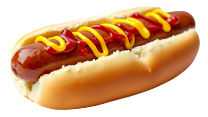 a hot dog with mustard and ketchup