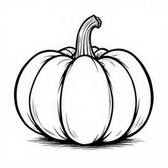 High-quality black and white clipart pumpkin design, ideal for seasonal cards, educational materials, or crafts