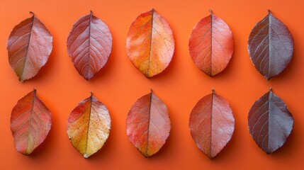 Obraz premium Autumn Leaves Orange Background Fall Foliage Nature Photography