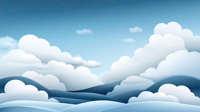 Clear blue sky with soft clouds and gentle rolling hills creates serene landscape, perfect for relaxation and inspiration