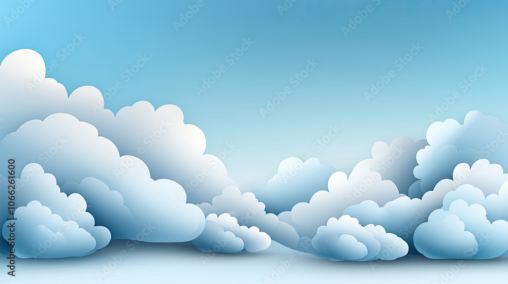 Poster expansive blue sky with soft clouds creating serene atmosphere. ideal for backgrounds or artistic pr