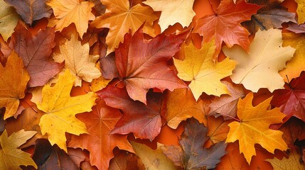Fototapeta premium Autumn Maple Leaves Background Fall Colors Nature Texture