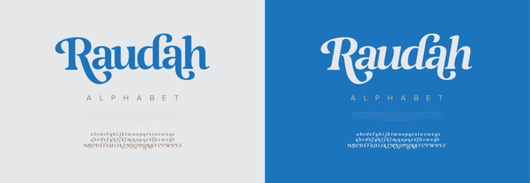 Raudah typography beauty fashion elegant minimalist serif italic fonts decorative wedding vintage retro logos. Minimal luxury font alphabet logo. Vector illustration