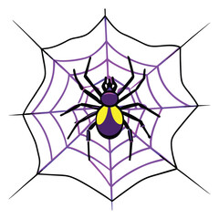 vector cyber spider on digital glowing web background
