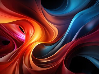 Naklejka premium Abstract background with swirling colors, light effects, a swirling vortex, a blue and orange gradient, swirling patterns, glowing effects, spiral waves, a black background, a dark color scheme, dark 