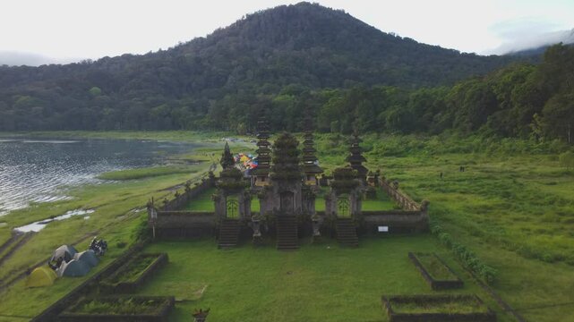 Tamblingan lake drone stock video