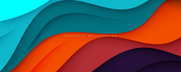 Colorful papercut background dynamic decorative design vector