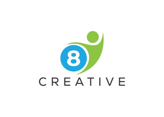Obraz premium Creative and innovative number eight and man logo design. Eco man logo
